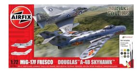 Airfix Aircraft Model Building Kits - MiG17F Fresco & Douglas A-4B Skyhawk Miniature Craft Kit, 1/72 Scale Plastic Model Plane Kits for Adults to Build - Aeroplane Gifts for Men