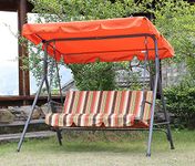 Angel Living Swing Chairs,3 Seated Canopy Swing, Metal Hammock Swinging for Outdoor Garden Patio 169x110x152cm (Terracotta)