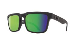 SPY Helm Square Sunglasses for Men for Women + BUNDLE With Designer iWear Eyewear Kit, Matte Black / Happy Bronze Polar With Green Spectra Mirror, 57