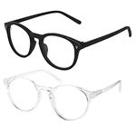 CREEK Unisex Blue Cut Anti Glare Round Glasses Combo Pack Of 02 for Eye Protection from UV by Computer/Tablet/Laptop/Mobile (With Testing kit)