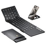 ProtoArc Foldable Keyboard with Touchpad, XK01 TP Folding Portable Keyboard, Full Size Keys, Large Trackpad Bluetooth Travel Keyboard for iPad, iPhone, Laptop PC - Gray Connect Button