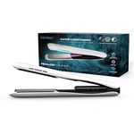 REVAMP Ion Shine Ceramic Hair Straighteners, Infrared and Ionic Technology for Sleek Frizz Free Results, Infused with Smooth Keratin, Argan and Coconut Oils, Variable Heat, for All Hair Types, White