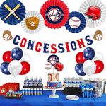 Party Inspo Baseball Birthday Party Decorations Supplies Kit, Baseball Concessions Birthday Banner, Cake Toppers, Baseball Themed Balloons, Pom Poms, Paper Fans for Baseball Sports Theme Party Decorations Supplies