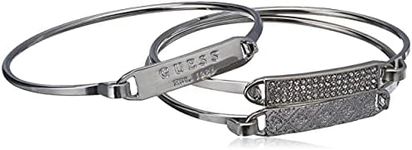 Guess 3 Piece Tension Id Bangle Bracelet, One Size, Crystal