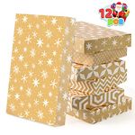 JOYIN 12 Pcs Christmas Boxes, Foil Golden Patterned Shirt Wrap Boxes 17" x 11" x 2.5" ​with Lid and Base, Clothes, Wrapping Robe Boxes, Shirt Gift Boxes for Xmas, Birthdays, Wedding, 6 Designs