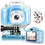 Waterproof Kids Camera Toys for 3-9 Year Old Boys Girls,1080P Children Digital Camera with 32GB TF Card,Video Camera for Kids,Voice Recorder Toys Birthday Valentines Day Gifts for kids, Fun Kids Digital Camera for Your Little Valentine (Blue)