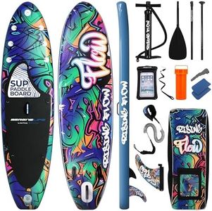 SereneLife Inflatable Stand Up Paddle Board (6 Inches Thick) with Premium SUP Accessories & Carry Bag | Wide Stance, Bottom Fin for Paddling, Surf Control, Non-Slip Deck | Youth & Adult Standing Boat