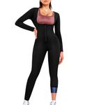 Junlan Full Body Sauna Suit for Women Sweat Jumpsuit Waist Trainers for Women Belly Fat Workout Sweat Suit, Black, XL