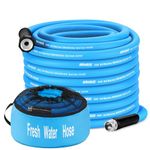 Kohree 50ft RV Water Hose, 5/8" Heavy Duty Drinking Water Hose with Storage Bag, Non-Kink Flexible Garden Hose with Leak Free Fitting, All-Weather Lightweight Outdoor Water Hose for RV, Garden, Marine