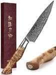 HEZHEN 5 inch Utility Knife Kitchen with Razor Sharp- Damascus Steel with Rose Pattern Multifunctional VG10 Professional Paring-Fruit Knife- Master Series Ergonomic Figured Sycamore Wood Handle