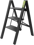 RIKADE 3 Step Ladder,Folding Step Stool with Wide Anti-Slip Pedal, Aluminum Portable Lightweight Ladder for Home, Kitchen and Office Use, 330lb Capacity