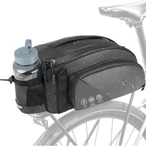 QYCHHJ 12L Bike Bags for Bicycles Rear Rack, Reflective Bike Rack Bag with Water-Resistant Zippers, Waterproof Bike Trunk Bag with Side Pockets Pannier Bag for Bike Accessories