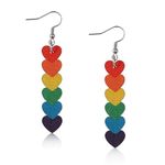 Nanafast Rainbow Pride Earrings LGBT Heart Progress Ally Flag Rainbow Earrings Lesbian Pansexual Bisexual LGBTQ Pride Accessories for Women Jewelry, Wood, No Gemstone