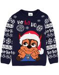 Paw Patrol Christmas Jumper Kids | Girls Boys Santa Hat Chase Police Dog Festive Navy Knitted Sweater | Xmas Gifts for Him Her 2-3 Years