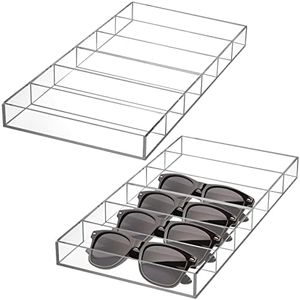 SOUJOY 2 Pack Acrylic Sunglasses Organizer, 6 Slot Clear Eyeglasses Storage Case, Stackable Eyewear Display Tray for Sunglasses, Fashion Eye Wear, Protective Glasses