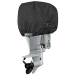 Explore Land Outboard Motor Cover - Waterproof 600D Heavy Duty Boat Engine Hood Covers - Fit for Motor 115-225 HP, Black