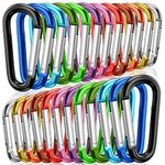 STURME 2" Aluminum D Ring Carabiners Clip D Shape Spring Loaded Gate Small Keychain Carabiner Clip Set Outdoor Camping Mini Lock Snap Hooks Spring Link Key Chain Durable Improved 24 PCS (Assorted)