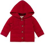 Burt's Bees Baby Unisex-Baby Sweatshirts, Lightweight Zip-up Jackets Hooded Coats, Organic Cotton, Cardinal Red Quilted, 12 Months