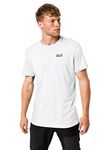 Jack Wolfskin Men's Essential T Men's Single Jersey Organic Cotton-Blend T-Shirt, White Rush, Large