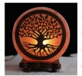 Pink Hill Round Lamp with Wooden Scenery Background Himalayan Salt Lamp 3-4 kg (Tree for Life)