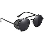 Dervin Unisex Adult Round Polarized Sunglasses Black Frame, Black Lens (Medium)-Pack Of 1