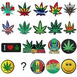 Assorted 420 Leaf Iron on Patches Sew on Embroidered Applique, 19Pcs