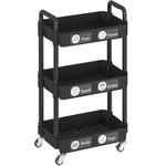 Dttwacoyh，3 tier storage trolley，kitchen trolley，bar cart，storage trolley on wheels， For Kitchen, Bathroom, drawing room,Black