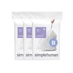 simplehuman Code B Custom Fit Drawstring Trash Bags, 6 Liter / 1.6 Gallon, White, 90 Count, 6 Liter / 1.6 Gallon, White