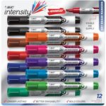 BIC Intensity Advanced Dry Erase Marker, Tank Style, Chisel Tip, Assorted Colors, Bright & Vivid Colors, 12-Count
