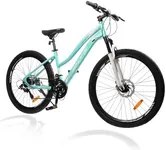 SmiloSprk Low-Step Mountain Bike for Men/Women, 26" Sizes, 21-Speed Twist Shifting, Disc Brakes, Womens Bike with Suspension Fork, Easy Assembly, Ideal for Adventurers, Green