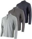 Real Essentials Mens Big and Tall King Size Quarter 1/4 Zip Pullover Long Sleeve Athletic Dry Fit Shirt Gym Running Golf Half Zip Top Workout Sweatshirts Sweater Jacket, Set 2, 3X, Pack of 3