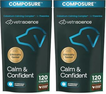 VetriScience Calm & Confident Chews, Composure Clinically Tested Calming & Anxiety Supplement for Dogs, Reduce Stress and Fear, Ideal for Thunderstorms, Fireworks & Travel 120 Count (Pack of 2)