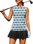 COOrun Womens Golf Shirt Collarless Polo Tank Tops with 1/4 Zip Sleeveless Athletic Tennis Shirts for Women