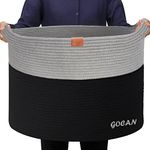 GOCAN XXXL large rope laundry basket washing basket D55XH35cm storage basket hamper basket with Handles For dog toy basket linen basket laundry baskets for bedrooms… (Blk/Grey)