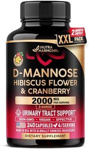 D-Mannose 2000mg with Cranberry & Hibiscus - Clinically Tested Strength for Urinary Tract Health - Supplement for Women - Bladder, Liver & Microflora Support - Made in USA - Vegan, 240 Capsules
