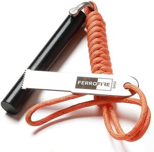 FERROFIRE FS916 - Arrancador de fuego de varilla ferro de alta resistencia con varilla de ferrocerio de 9/16 x 4 pulgadas, pedernal de magnesio y acero, excelente barra ferro grande 550, mango de