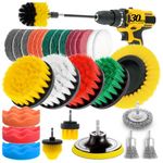 ETOUPA 30 Piece Drill Brush Attachments Set, Drill Scrubber Brush Kit, Scrub Pads & Sponge & Wire Brush for Drill, Power Scrubber Brush with Extend Long Attachment for Bathroom, Floor, Car, Grout