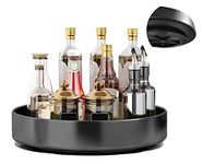 Fineget Spinning Large Metal Spice Rack Organizer for Cabinet Kitchen lazy Susan Rotating Turntable Countertop Vertical Storage Rack Self Black Single Layer