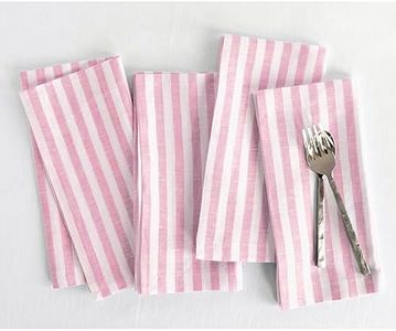 Solino Home 100% Pure Linen Napkins, 20 x 20 in, Blossom Striped, Set of 4