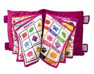 Cushion Villa Learning Cushion Pillow Cum Book with English and Hindi Alphabets, Numbers, Animals Names | Velvet Cushion Book for Interactive Learning for Kids. (Rani Pink)