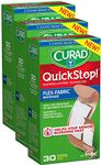 Curad Quickstop Instant Clotting Technology Flex-Fabric Bandages, Assorted Size, 30 Count, 3 Pack, 90 Count