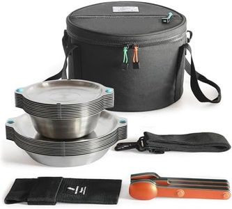 FULL WiNDSOR - MAGWARE - Magnetic Bowls, Plates, & Cutlery Set - Portable Stainless Steel Tableware and Flatware for Outdoor Dining, Camping, Backpacking & Stackable Mess Kit Full Set (35 Pieces)