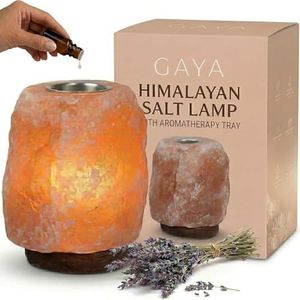 Himalayan Salt Lamp with Aromatherapy Tray & Dimmer Switch - Salt Rock Lamp for Bedroom, Relaxation & Sleep | Calming Meditation Spa Lamp | Essential Oil Diffuser | Warm Glow Night Light | Gift Ready