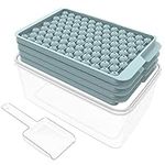 Mini Ice Cube Trays, 0.6in Small Ice Maker for Freezer Easy Release, 104x4 PCS Ice Ball Mold with Bin & Ice Scoop, Tiny Ice Cube Tray Crushed Ice for Chilling Drinks Coffee Juice Cocktail-Blue