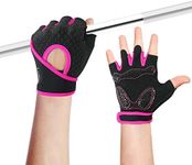 Luwint Kids Workout Gloves, Ventilated Grip Exercise Gloves for Boys and Girls Weightlifting Hanging Gym, Children 3-12 Years (Pink, Medium)