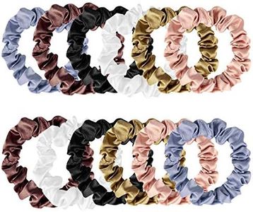 KINMINGZHU, 12 Pieces Silk Hair Scrunchies Silk Hair Tie Elastic Ponytail Holders for Women Girls Hair Accessories-002