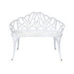 Charles Bentley Cast Aluminium White Tulip Bench, White, Outdoor Table, Tulip Design, Garden, Patio, Decking, Weatherproof, For Summer, Autumn, Winter, Spring, Metal, Garden Décor (95x77.5x54cm)