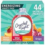 Crystal Light Energy Citrus, Grape, Peach Mango, & Wildy Strawberry Powdered Drink Mix Singles Variety Pack (44 ct. On-the-Go Individual Packets) Energy Variety Pack, 118.00 g (Pack of 1) Package May Vary