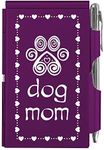 Wellspring Dog Mom Pawprint Purple 4 x 3 Aluminum Metal Hardcover Flip Notebook With Pen (2141)