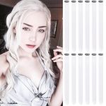 12 PCS White Hair Extensions Clip in, Colored Party Highlights Extension for Kids Girls Synthetic Hairpiece Straight 22 inch